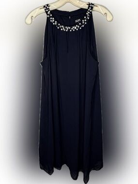 SLNY Navy Beaded Dress